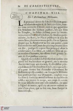Chapitre XIII: De l'architecture militaire