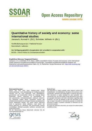 Quantitative history of society and economy: some international studies