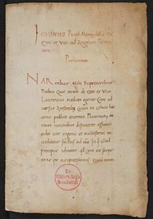 De ente et uno ad Angelum Politianum