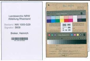 Entnazifizierung Heinrich Breker , geb. 06.09.1888 (Techn.Sekretaer)