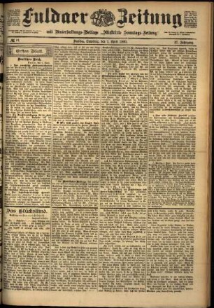 Erste Ausgabe vom Samstag, den 07. April 1900.