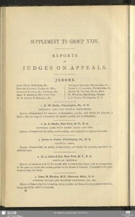 Supplement To Group XXIV. Reports Of Judges On Appeals