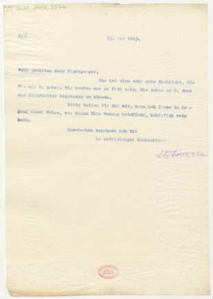 Brief an Lothar Windsperger : 23.05.1913