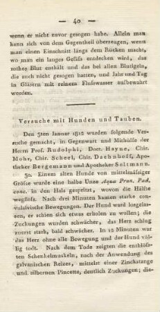 Versuche mit Hunden und Tauben