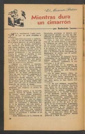 Mientras dura un cimarrón : El momento político