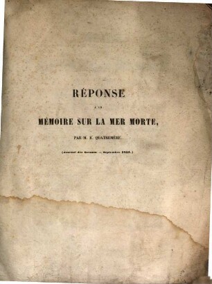 Réponse au 2e article de M. É. Quatremere : (Journal des Savants.-Sept. 1852.)