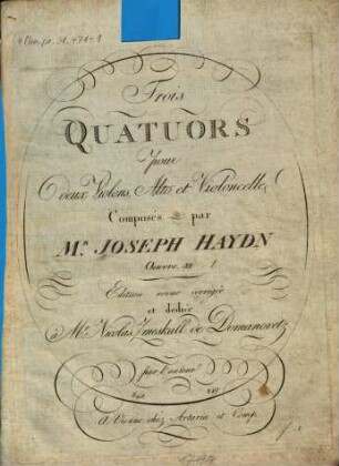 Trois quatuors pour deux violons, alto et violoncelle : oeuvre 32, 1