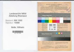 Entnazifizierung Wilhelm Bette, geb. 13.06.1894 (Ingenieur)