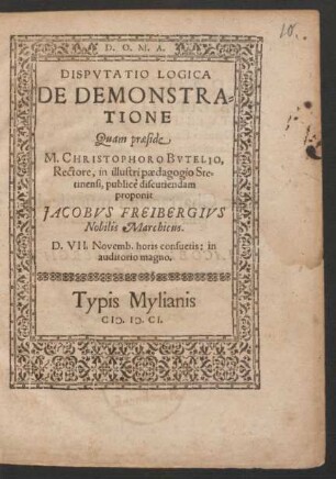 Disputatio Logica De Demonstratione