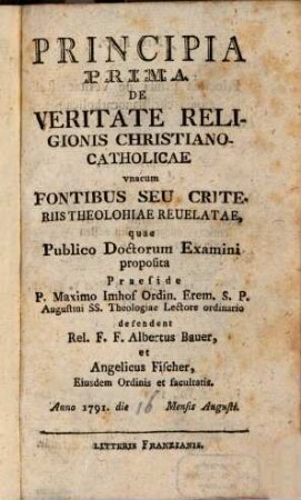 Principia prima de veritate religionis christiano-catholicae