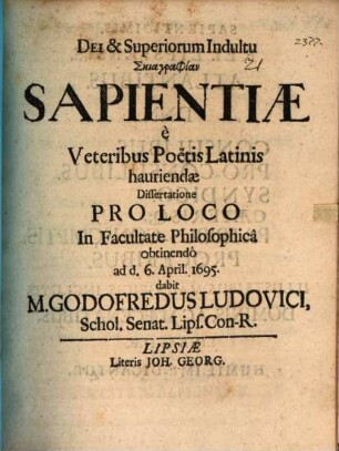 Skiagraphian sapientiae e veteribus poetis Latinis hauriendae