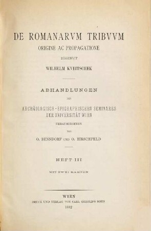 De Romanarum tribuum origine ac propagatione