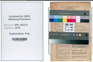 Entnazifizierung Fritz Huelsenbeck , geb. 01.11.1898 (Schmied)