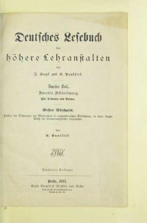 Abschn. 1: Proben der Dichtungen des Mittelalters in neuhochdeutscher Übersetzung, in einen kurzen Abriß der Litteraturgeschichte eingerahmt