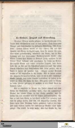 1) Geburt, Jugend und Erweckung