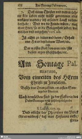Am Sontage Palmarum, Vom einreiten des Herrn Christi zu Jerusalem