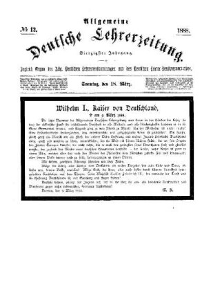 Wilhelm I., Kaiser von Deutschland : [gestorben] am 9. März 1888