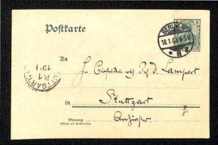 Postkarte an Kurt Lampert