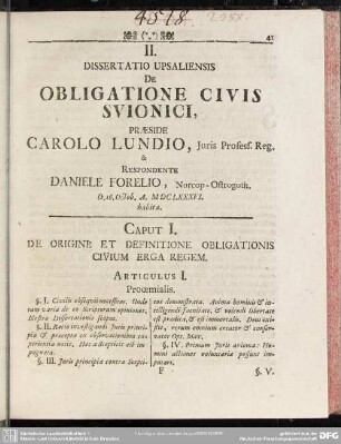 II. Dissertatio Upsaliensis De Obligatione Civis Svionici