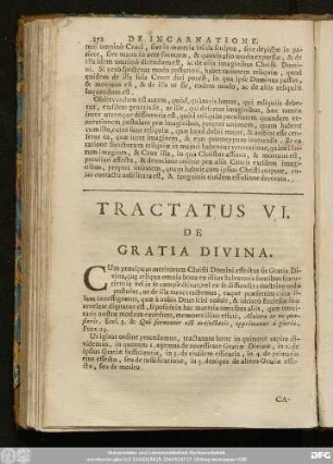 Tractatus VI. De Gratia Divina.