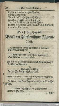 Das sechste Capitel. Von dem Fürstenthum Jägerndorff