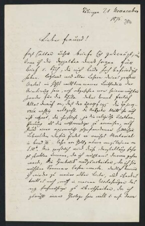 204r-205v, Brief: Tübingen 21. November 1875