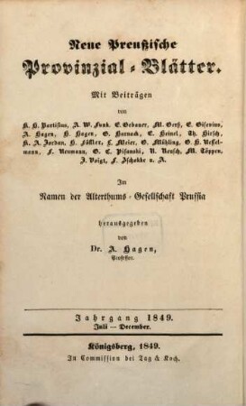 Neue preußische Provinzial-Blätter. 8. 1849