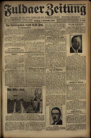 Erste Ausgabe vom Sonntag, den 03. November 1929.
