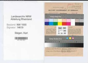 Entnazifizierung Karl Stegen, geb. 11.01.1898 (Zeitpruefer)
