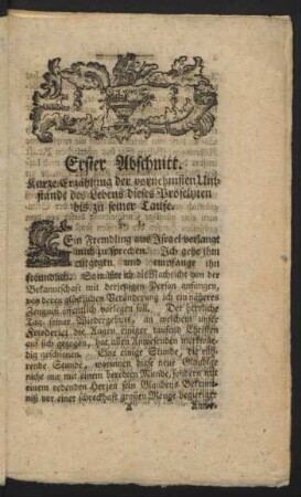 Erster Abschnitt. Kurze Erzählung der vornehmsten Umstände des Lebens ...