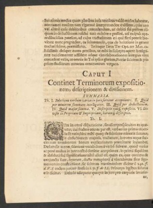 Caput I Continet Terminorum expositionem, descriptionem & divisionem.