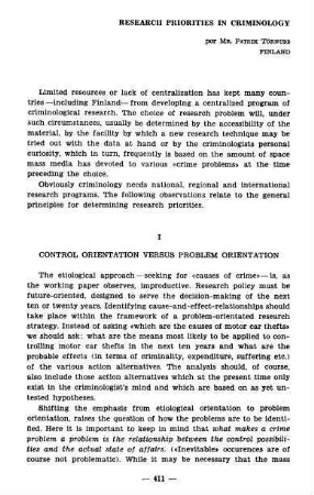 411-414, Research priorities in criminology