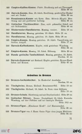 Arbeiten in Bronze (Nr. 350-363)