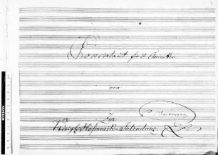 Concertos, cl (2), orch, As-Dur - BSB Mus.ms. 1805 : [label on cover:] Concertant // für // zwei Klarinetten // von // Carl Baermann. [title page:] Concertant für 2 Clarinetten // von // C. Baermann