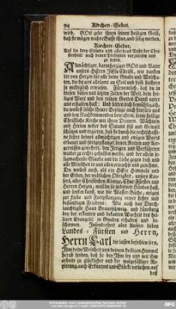 Kirchen-Gebet, Auf die drey Stände und aller hand Noht der Christenheit, nach denen Predigten vorzulesen und zu beten.