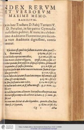 Index Rervm et verborvm maxime memorabilivm.