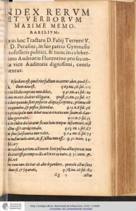 Index Rervm et verborvm maxime memorabilivm.