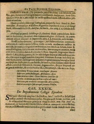 Cap. XXXIX. De Impedimentis Collegii Eiusdem.