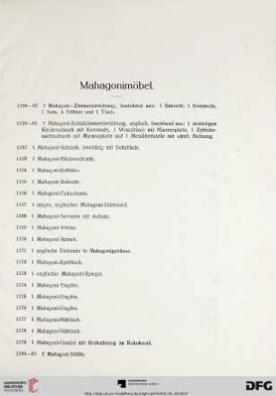 Mahagonimöbel (Nr. 1150-1181)