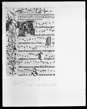 Antiphonale aus Sankt Ulrich in Augsburg — Initiale R (ex), darin Anbetung des Kindes, Folio 11verso