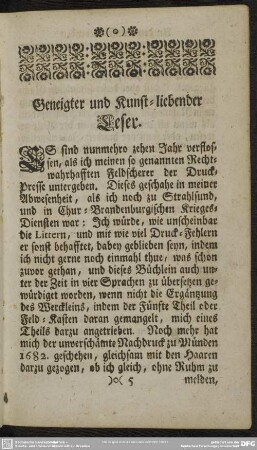 Geneigter und Kunst-liebender Leser