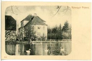 Polenz. Rittergut - Teich mit Schwänen