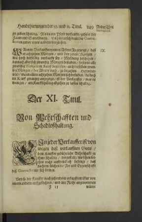 Der XI. Titul.