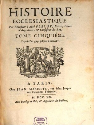Histoire Ecclesiastique, 5. Depuis l'an 395. jusques à l'an 429