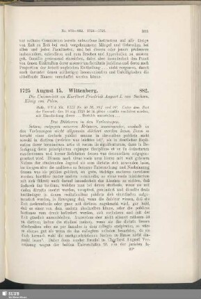 882. 1725, August 15. Wittenberg