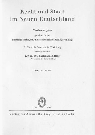 Recht und Staat im Neuen Deutschland : Vorlesungen gehalten in der Deutschen Vereinigung für Staatswissenschafltiche Fortbildung, 2