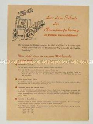Propagandaflugblatt der SED zum Beginn des Massenwettbewerbes aller Genossenschaftsbauern