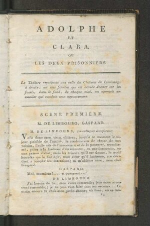 Adolphe et Clara ou les deux Prisonniers.