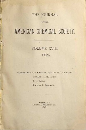 Journal of the American Chemical Society : JACS. 18. 1896