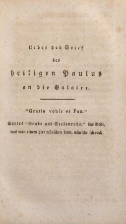 Ueber den Brief des heiligen Paulus an die Galater.